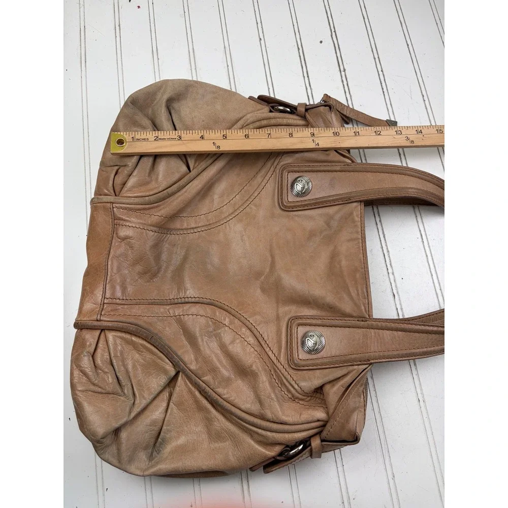 Francesco Biasia Vintage Y2K Large Beige Leather Slouchy Hobo Shoulder Bag